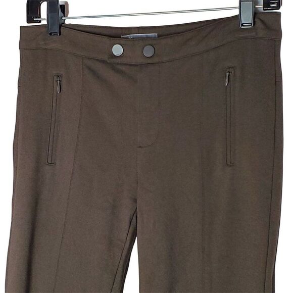 Vince Pants Brown Knit Stretch Tapered Leg Zipper Pockets - Picture 4 of 6